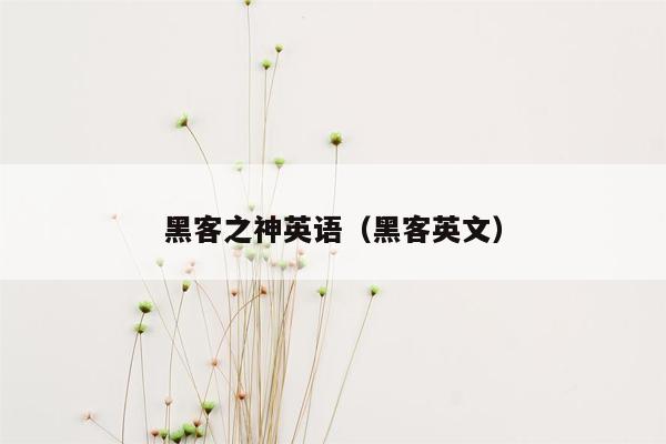 黑客之神英语（黑客英文）