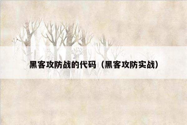 黑客攻防战的代码（黑客攻防实战）