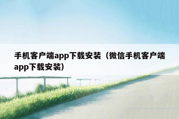 手机客户端app下载安装（微信手机客户端app下载安装）