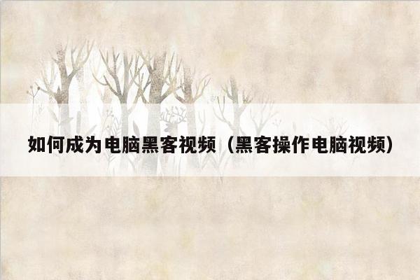 如何成为电脑黑客视频（黑客操作电脑视频）