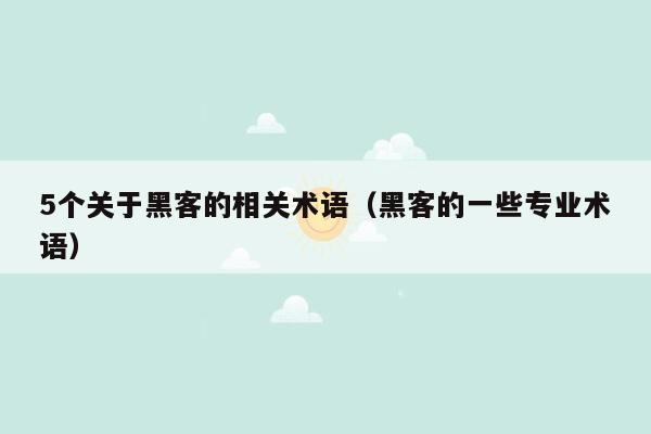 5个关于黑客的相关术语（黑客的一些专业术语）