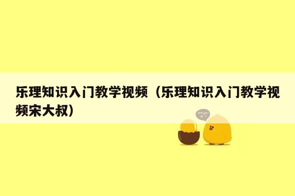 乐理知识入门教学视频（乐理知识入门教学视频宋大叔）