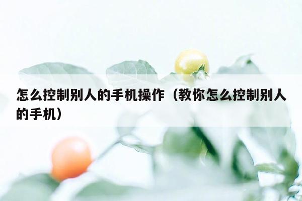 怎么控制别人的手机操作（教你怎么控制别人的手机）