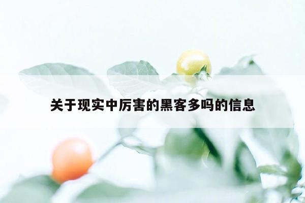 关于现实中厉害的黑客多吗的信息