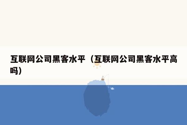 互联网公司黑客水平（互联网公司黑客水平高吗）