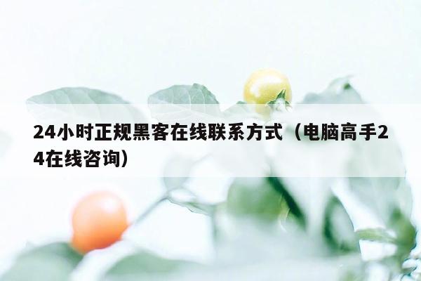 24小时正规黑客在线联系方式（电脑高手24在线咨询）