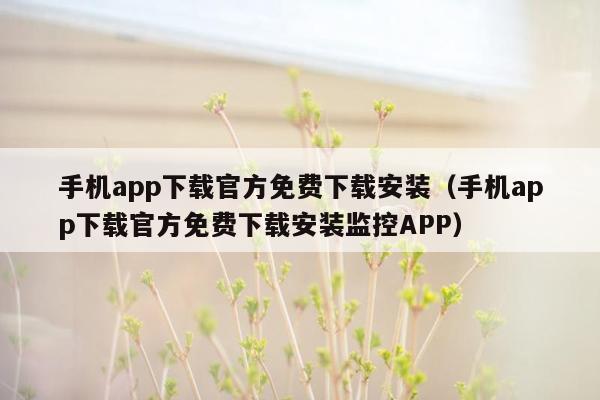 手机app下载官方免费下载安装（手机app下载官方免费下载安装监控APP）