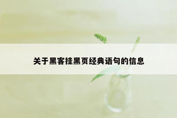 关于黑客挂黑页经典语句的信息