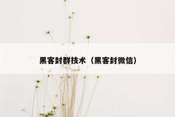 黑客封群技术（黑客封微信）