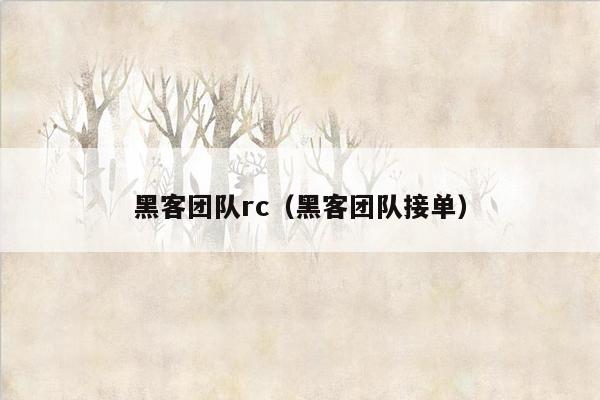 黑客团队rc（黑客团队接单）