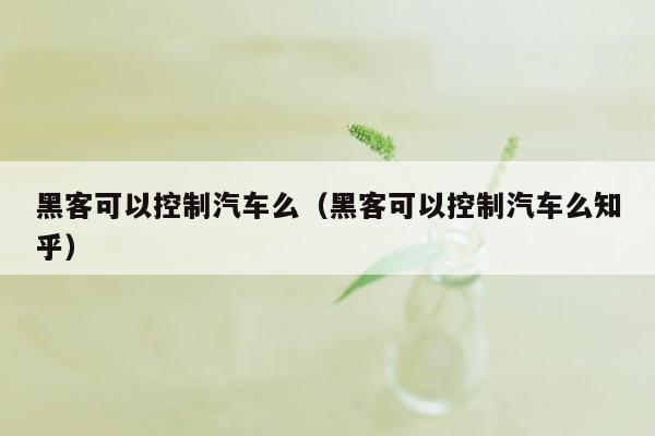 黑客可以控制汽车么（黑客可以控制汽车么知乎）