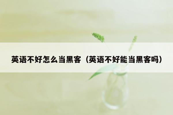 英语不好怎么当黑客（英语不好能当黑客吗）