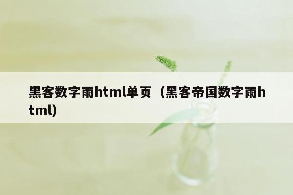 黑客数字雨html单页（黑客帝国数字雨html）