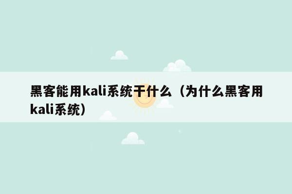 黑客能用kali系统干什么（为什么黑客用kali系统）