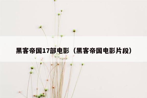 黑客帝国17部电影（黑客帝国电影片段）