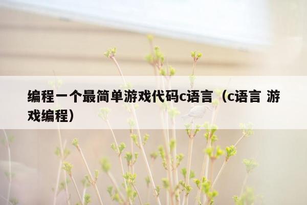 编程一个最简单游戏代码c语言（c语言 游戏编程）