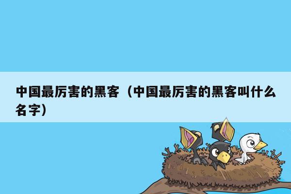 中国最厉害的黑客（中国最厉害的黑客叫什么名字）