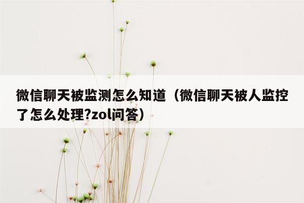 微信聊天被监测怎么知道（微信聊天被人监控了怎么处理?zol问答）