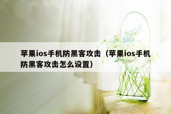 苹果ios手机防黑客攻击（苹果ios手机防黑客攻击怎么设置）