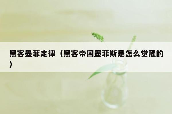 黑客墨菲定律（黑客帝国墨菲斯是怎么觉醒的）