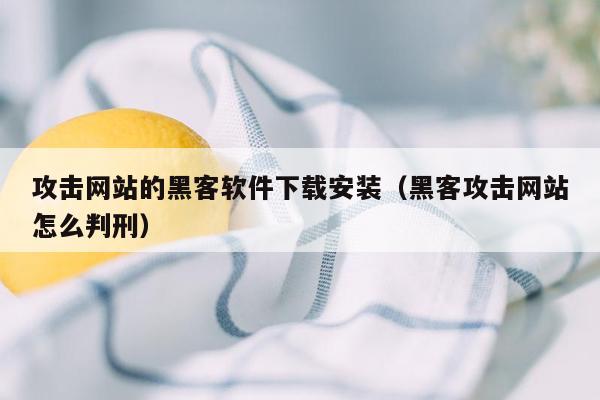 攻击网站的黑客软件下载安装（黑客攻击网站怎么判刑）