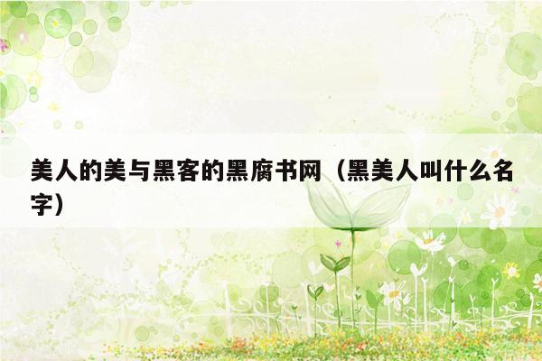 美人的美与黑客的黑腐书网（黑美人叫什么名字）