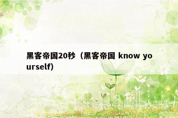 黑客帝国20秒（黑客帝国 know yourself）