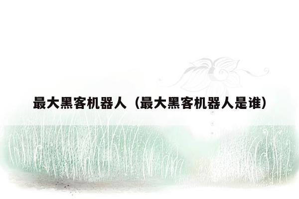 最大黑客机器人（最大黑客机器人是谁）