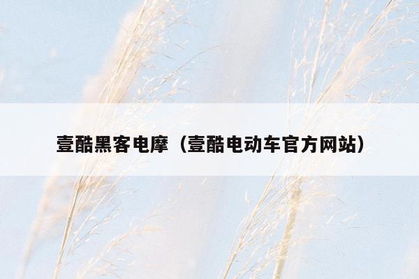 壹酷黑客电摩（壹酷电动车官方网站）