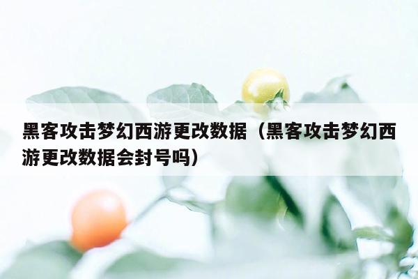 黑客攻击梦幻西游更改数据（黑客攻击梦幻西游更改数据会封号吗）