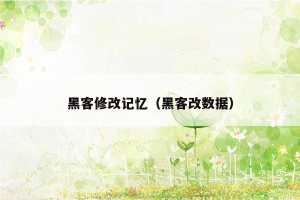 黑客修改记忆（黑客改数据）