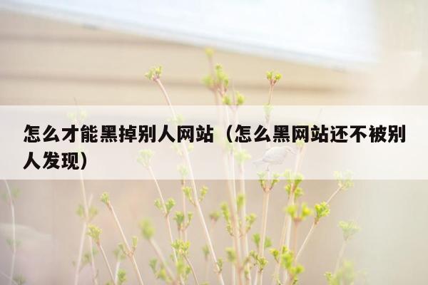 怎么才能黑掉别人网站（怎么黑网站还不被别人发现）