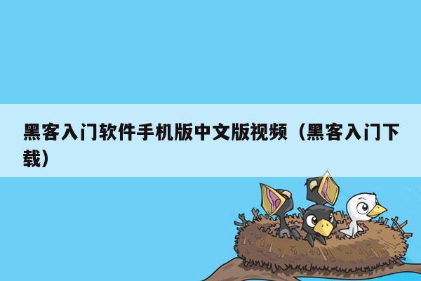 黑客入门软件手机版中文版视频（黑客入门下载）