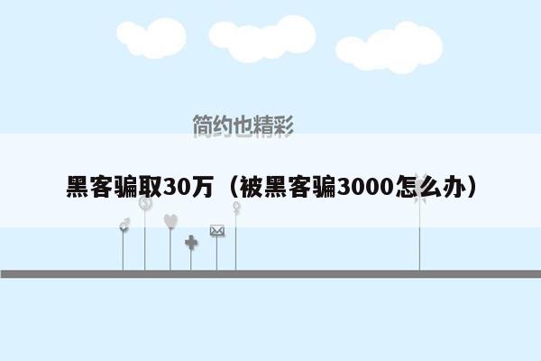 黑客骗取30万（被黑客骗3000怎么办）