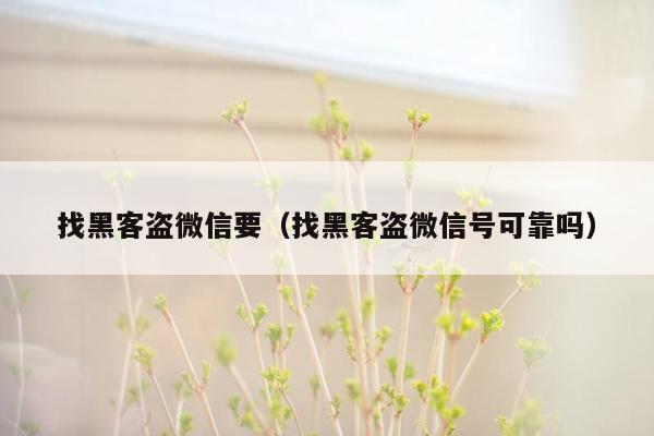 找黑客盗微信要（找黑客盗微信号可靠吗）