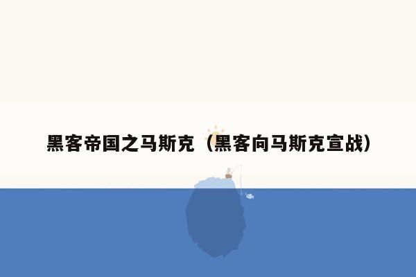 黑客帝国之马斯克（黑客向马斯克宣战）