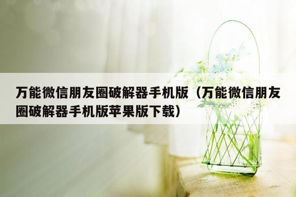 万能微信朋友圈破解器手机版（万能微信朋友圈破解器手机版苹果版下载）