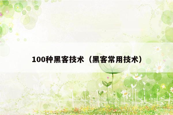 100种黑客技术（黑客常用技术）