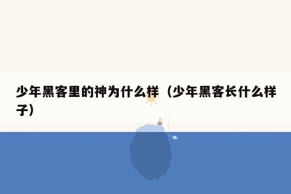 少年黑客里的神为什么样（少年黑客长什么样子）