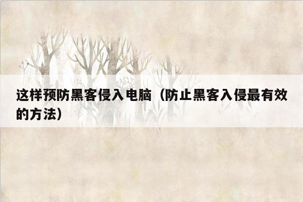 这样预防黑客侵入电脑（防止黑客入侵最有效的方法）