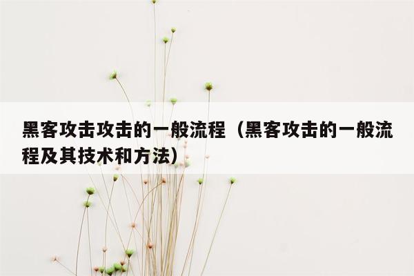 黑客攻击攻击的一般流程（黑客攻击的一般流程及其技术和方法）