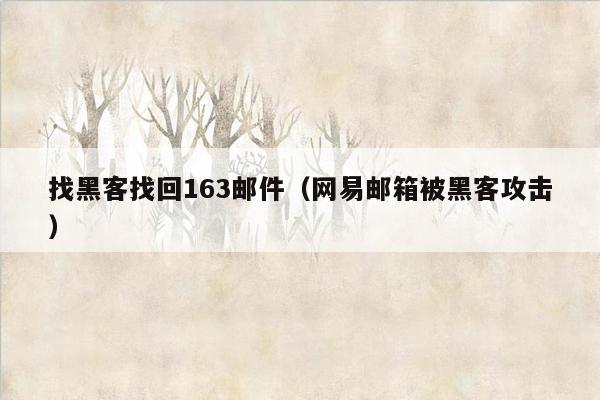 找黑客找回163邮件（网易邮箱被黑客攻击）