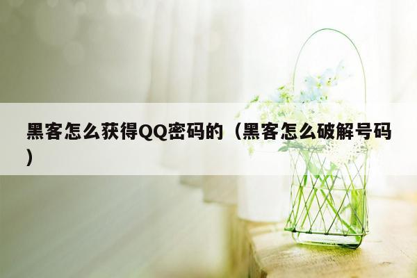 黑客怎么获得QQ密码的（黑客怎么破解号码）