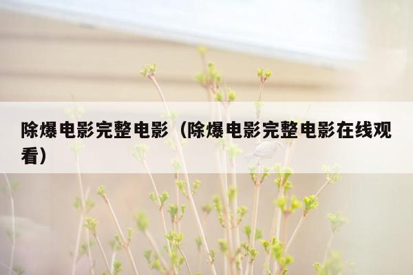 除爆电影完整电影（除爆电影完整电影在线观看）