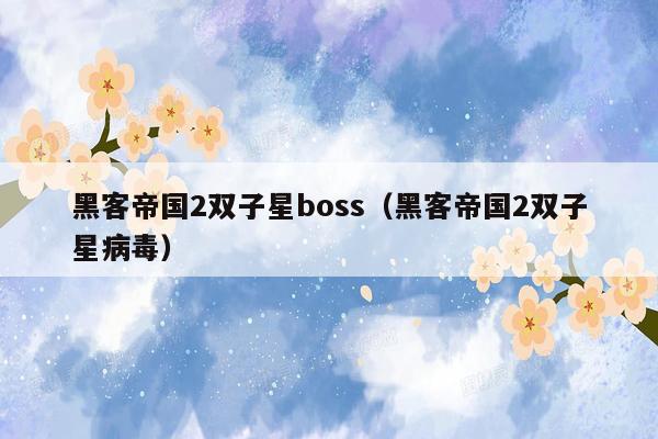 黑客帝国2双子星boss（黑客帝国2双子星病毒）