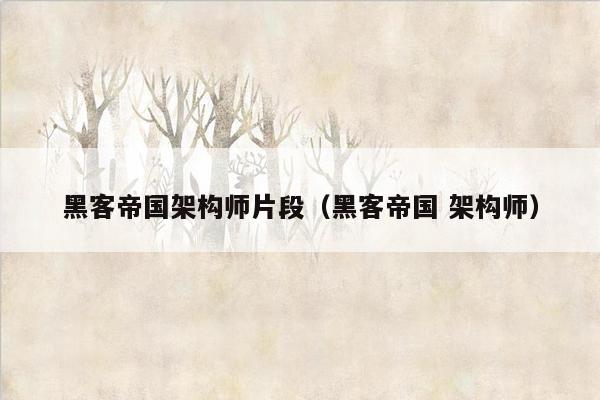 黑客帝国架构师片段（黑客帝国 架构师）