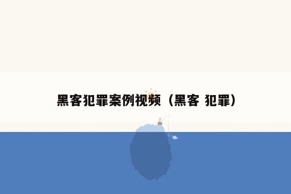 黑客犯罪案例视频（黑客 犯罪）