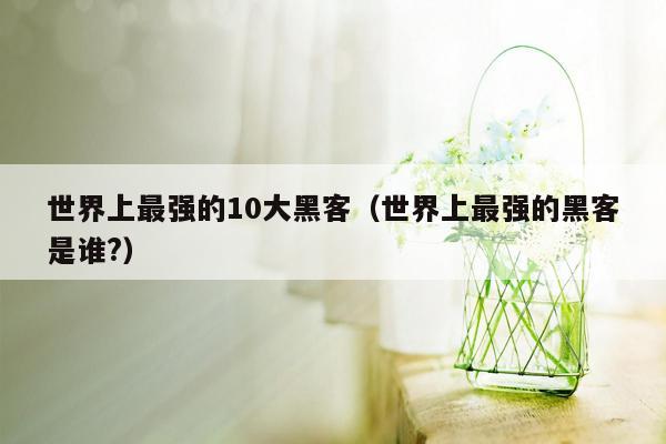 世界上最强的10大黑客（世界上最强的黑客是谁?）