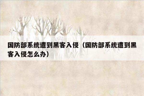 国防部系统遭到黑客入侵（国防部系统遭到黑客入侵怎么办）