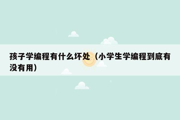 孩子学编程有什么坏处（小学生学编程到底有没有用）